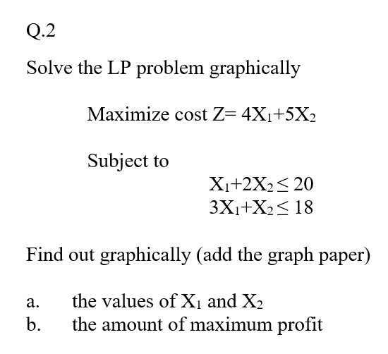 Q.2 Solve the LP problem graphically Maximize