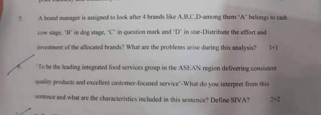 solve 6 A brand manager is assigned to look after