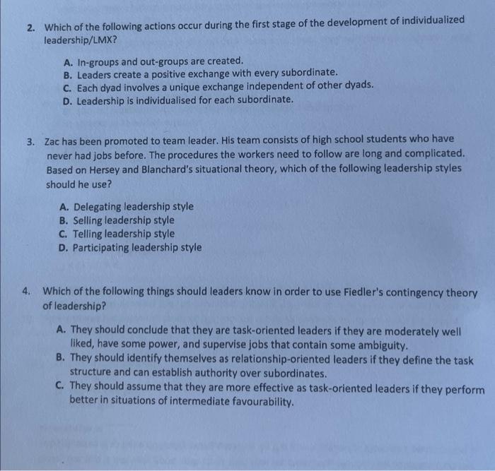 question 2,3,4,5,6 Leadership Management 2. Which