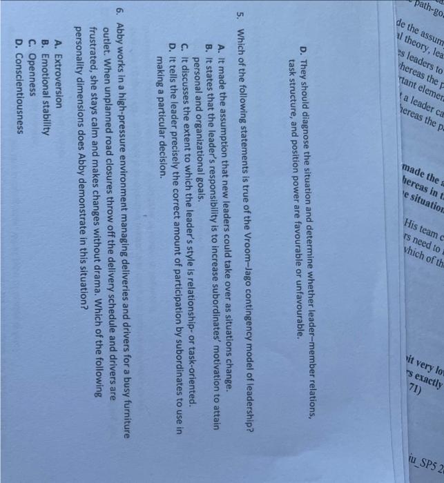 question 2,3,4,5,6 Leadership Management 2. Which
