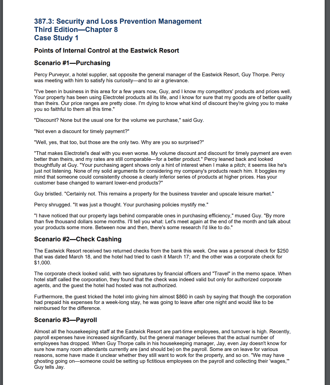 387.3: Security and Loss Prevention Management