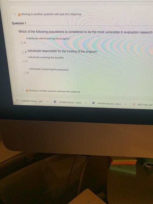 Moving to another question will save this