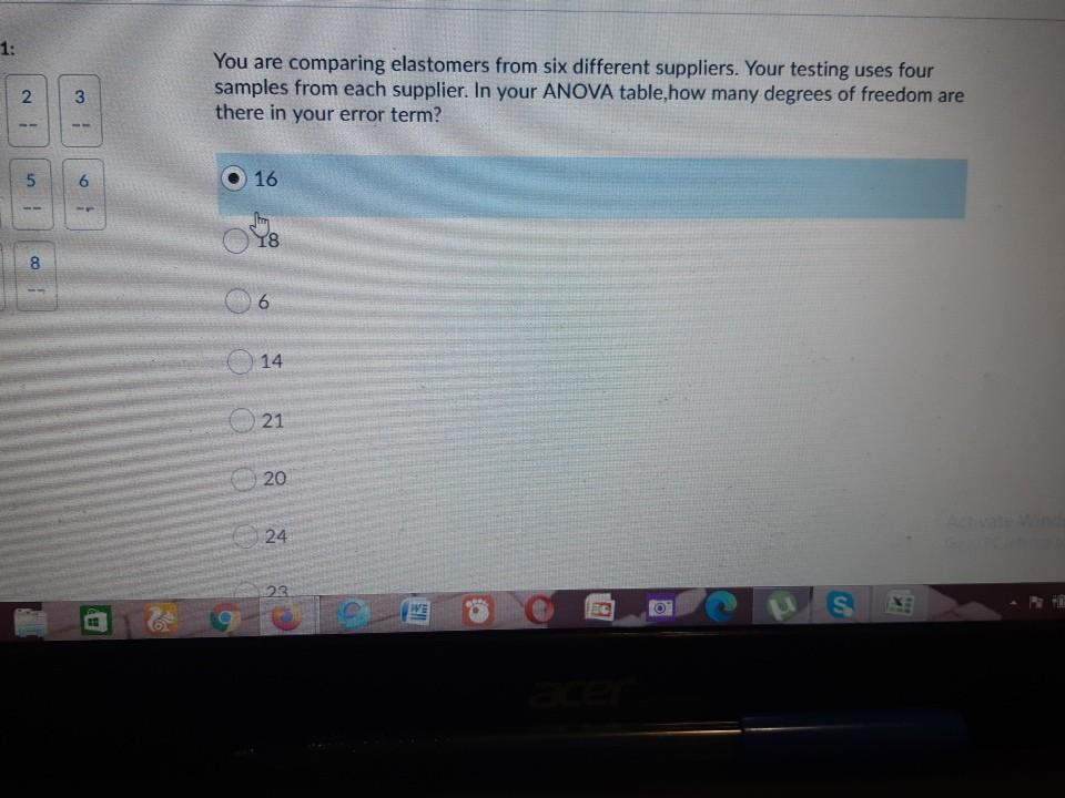 1: You are comparing elastomers from six