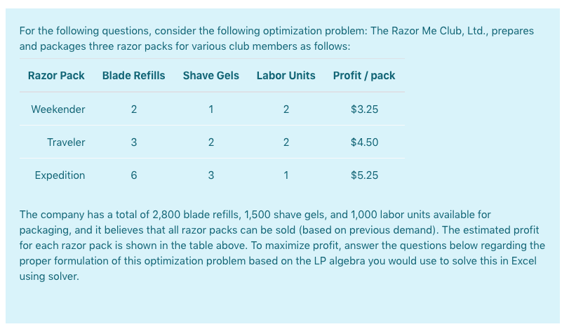 For the following questions, consider the