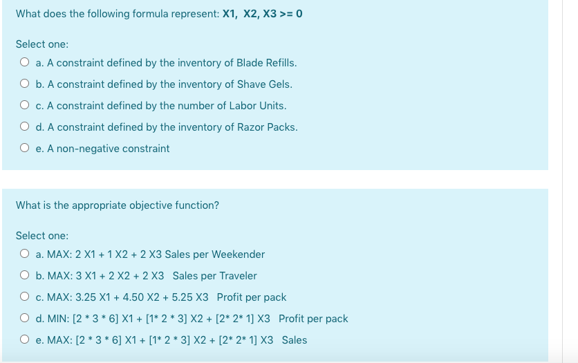 For the following questions, consider the