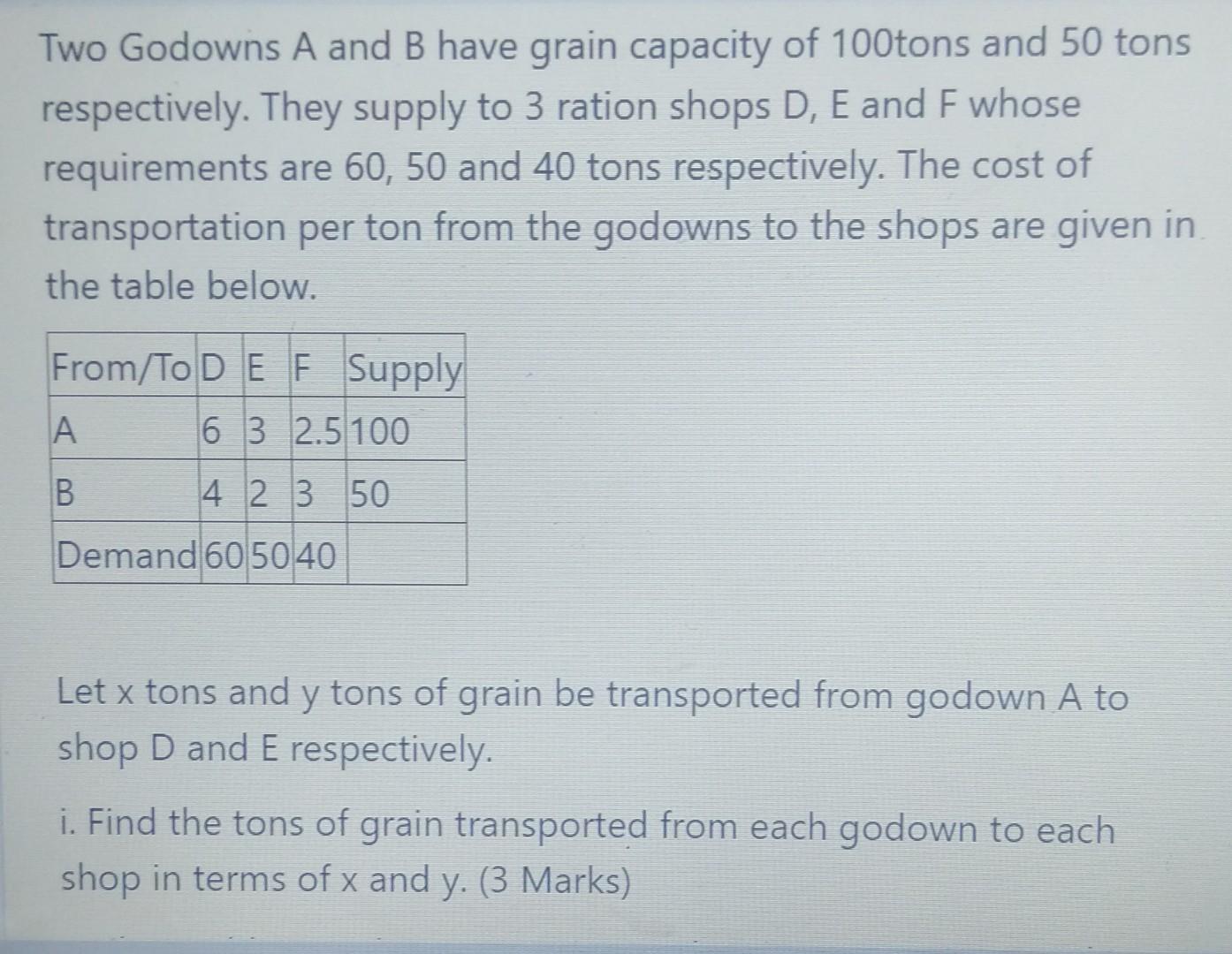 please help me solve Two Godowns A and B have