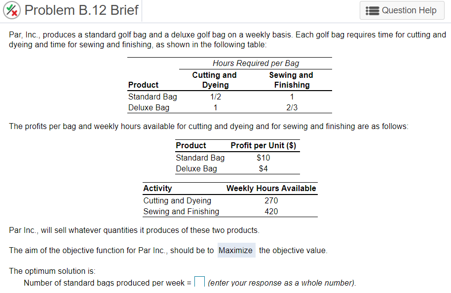 % Problem B. 12 Brief Question Help Par, Inc.,