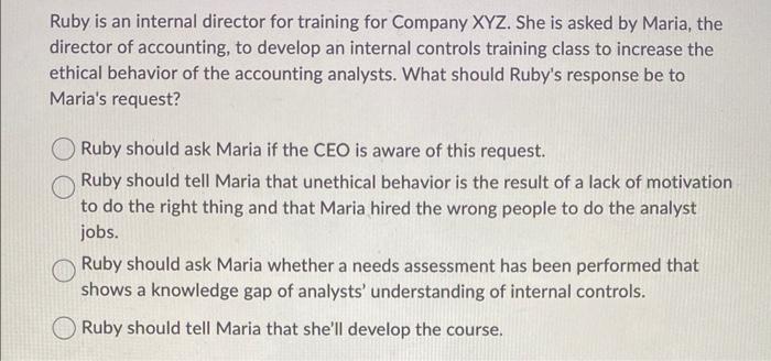 Ruby is an internal director for training for