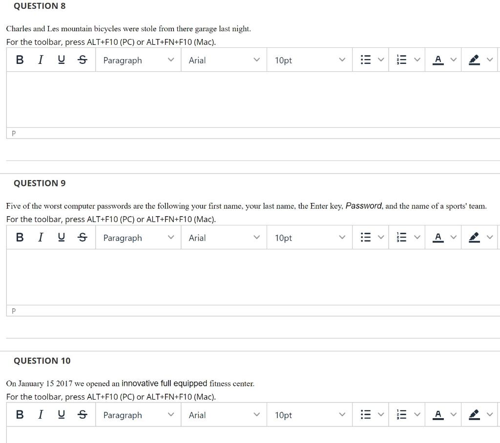All errors must be corrected to receive credit