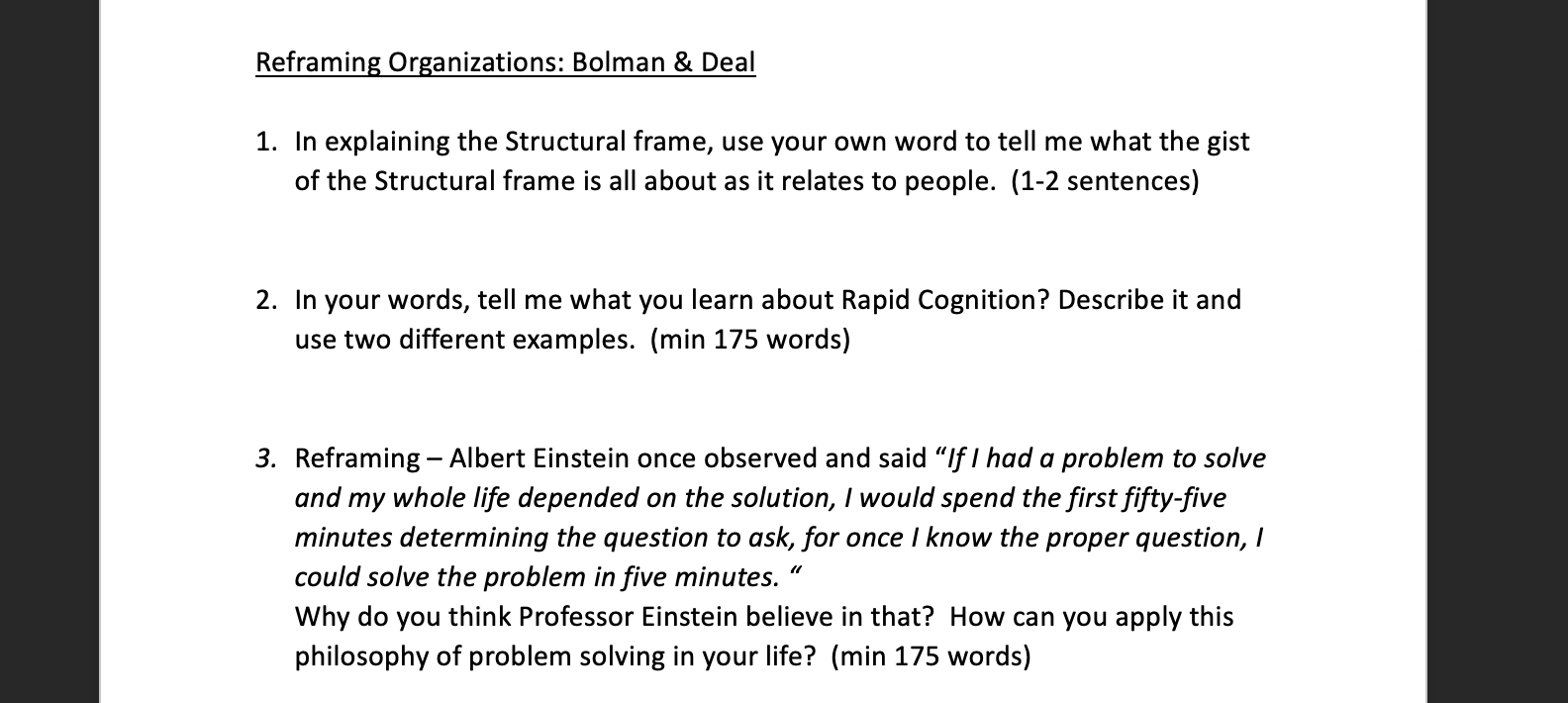 Reframing Organizations: Bolman & Deal 1. In