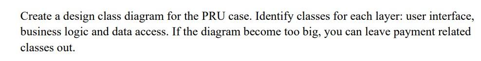 Create a design class diagram for the PRU case.