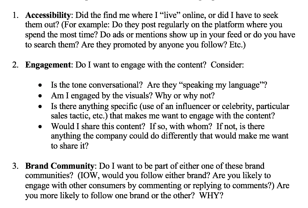 Choose two competing companies in the same market