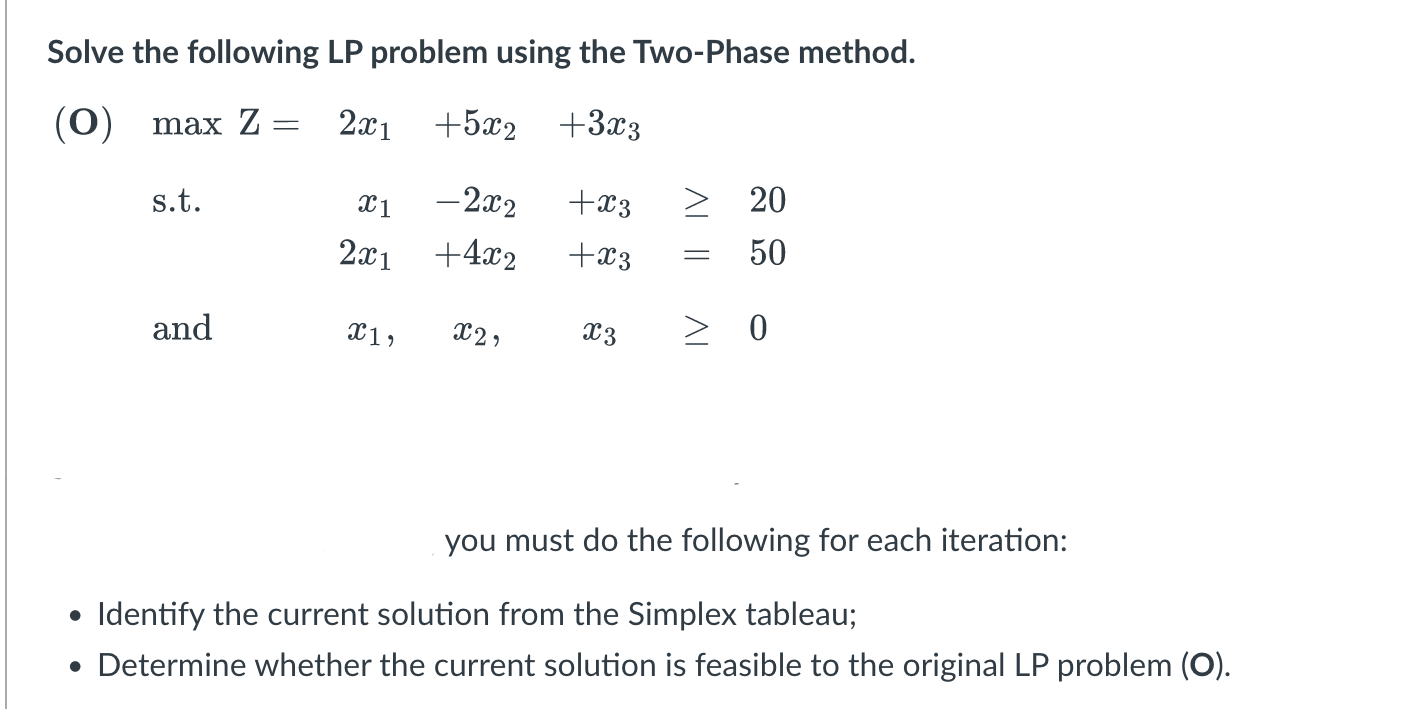Solve the following LP problem using the