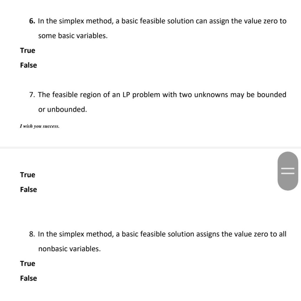 6. In the simplex method, a basic feasible