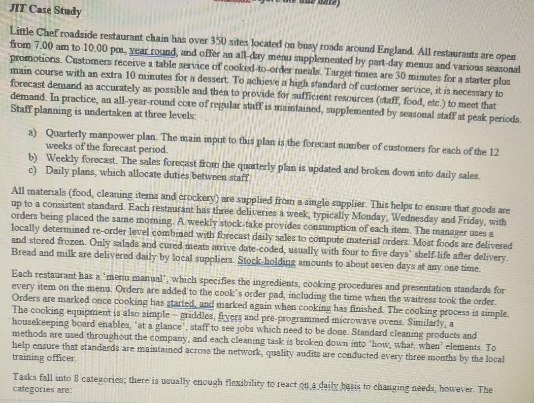 RUB doo JIT Case Study Little Chef roadside