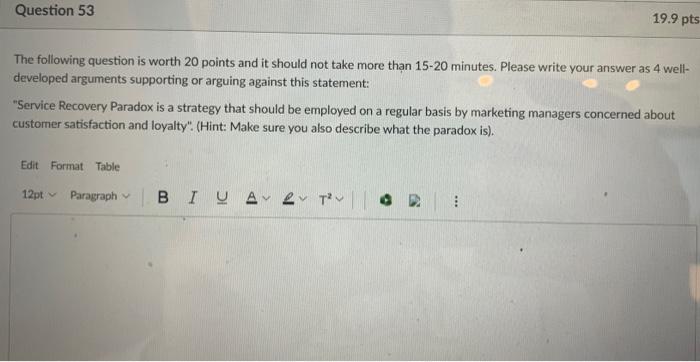 The following question is worth 20 points and it