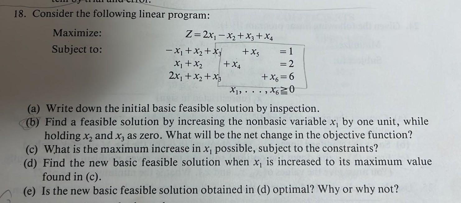 18. Consider the following linear program: