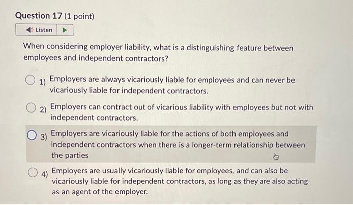 blaw When considering employer liability, what is