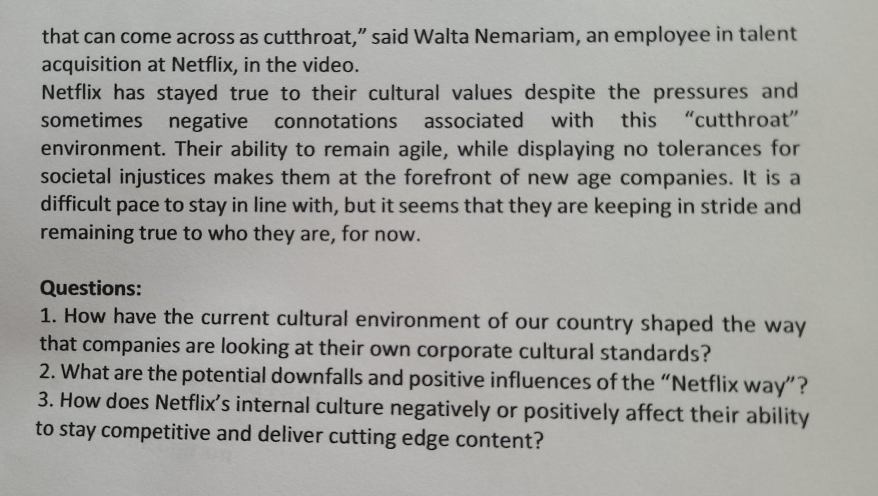 Course on Business Management Case Incident New