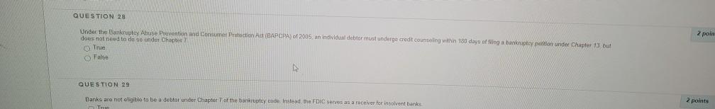 QUESTION 28 2 poin Under the Bankrupte Abuse