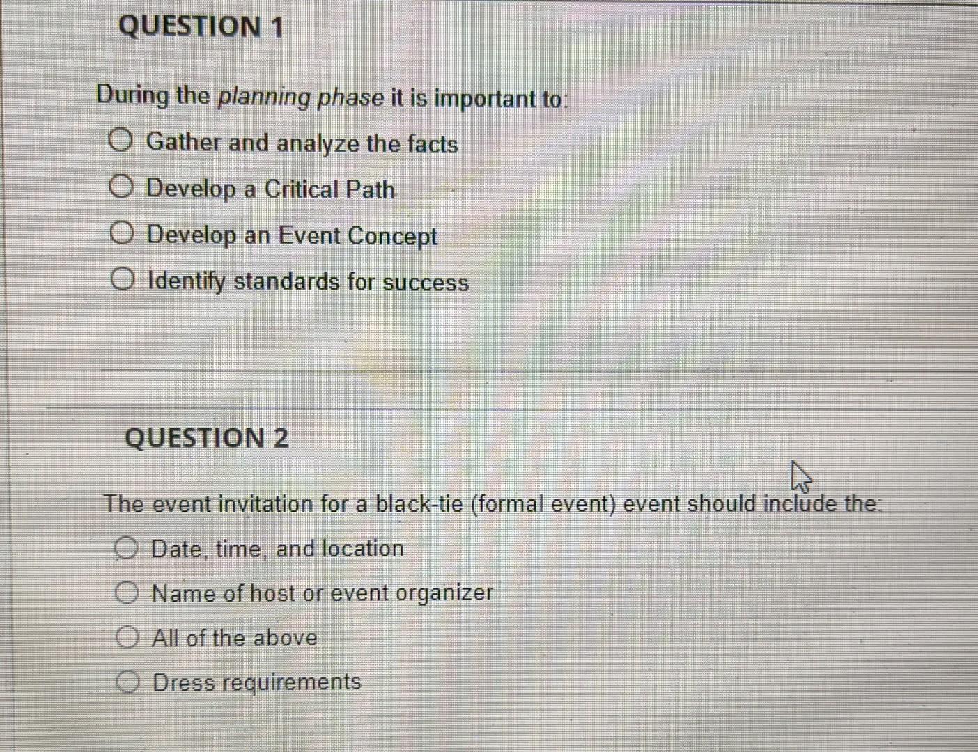 answer those questions... thanks During the