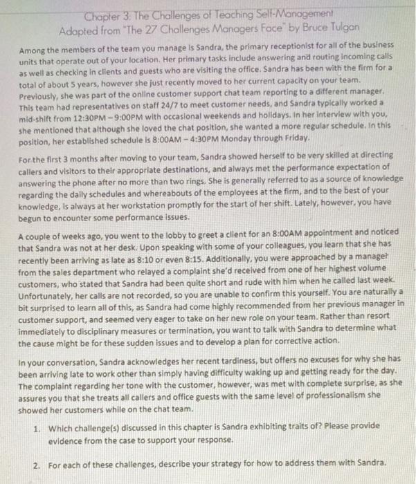 Current Mgmt issues Chapter 3 question Chapter 3: