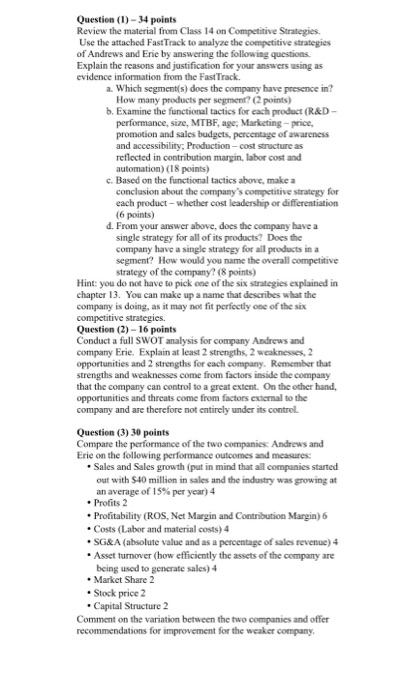 Questien (1) - 34 points Review the material from