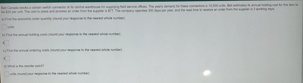 Bell Canada stocks a certain switch connector at