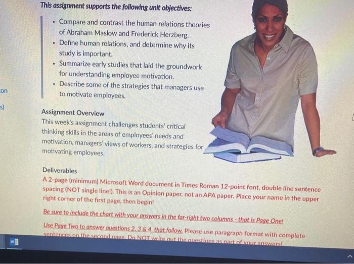 This assignment supports the following unit