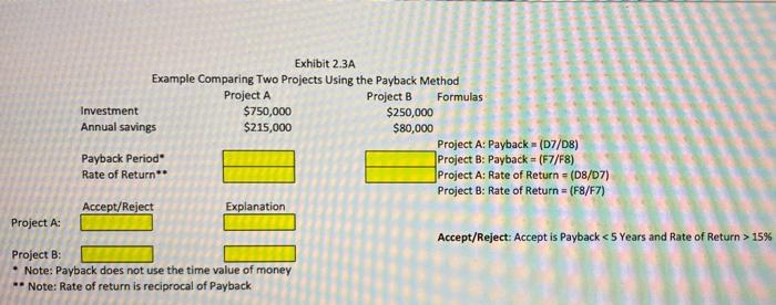 1) Accept or Reject Project B? 2) From the