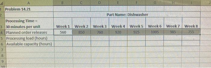 Problem 14-21 (Algo) Calculate the processing
