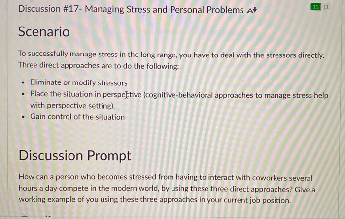 11 11 Discussion #17- Managing Stress and