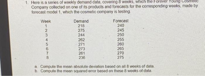 Q1 MAD=16.4 MSE=407 need help on question 3 1.