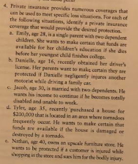 please explain answers 4. Private insurance