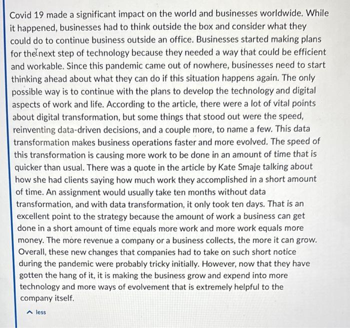 I have to reply to this comment Covid 19 made a