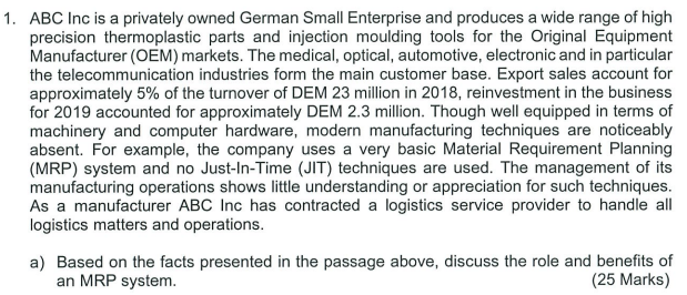 1. ABC Inc is a privately owned German Small