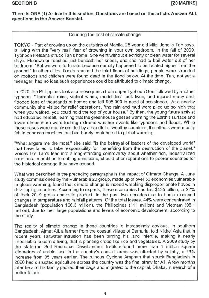 SECTION B [20 MARKS] There is ONE (1) Article in