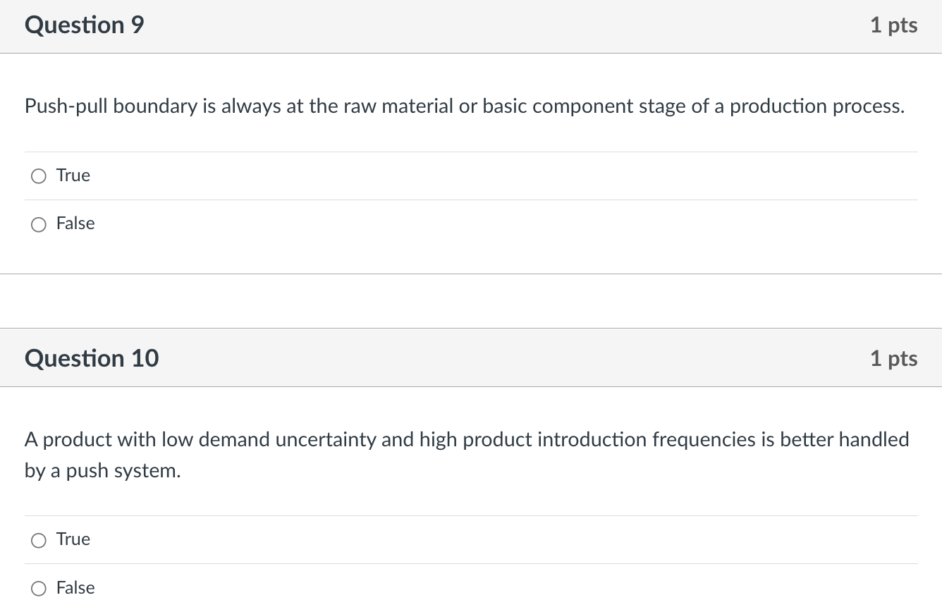 Push-pull boundary is always at the raw material