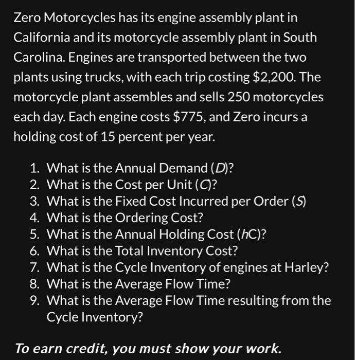 pls answer fast and show work Zero Motorcycles