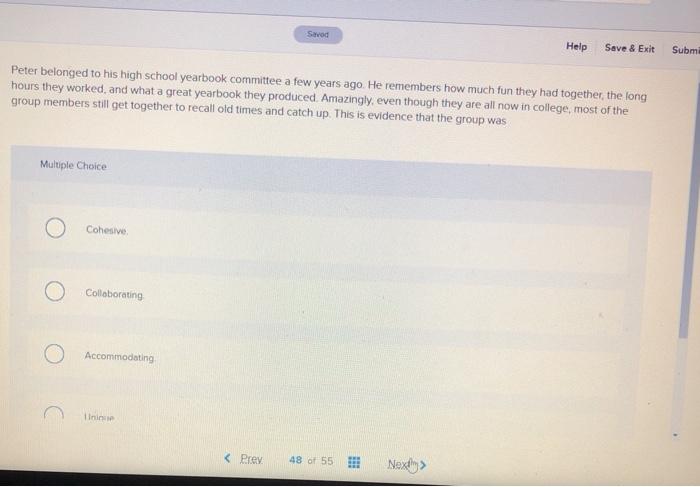 Saved Help Save & Exit Subm. Peter belonged to