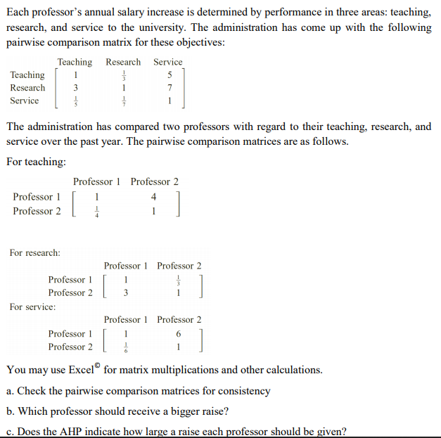 Each professor's annual salary increase is