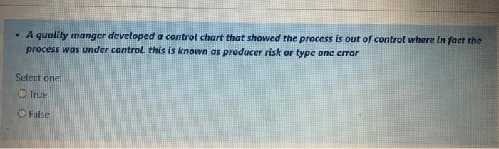 A quality manger developed a control chart that