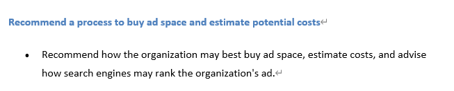 Recommend a process to buy ad space and estimate