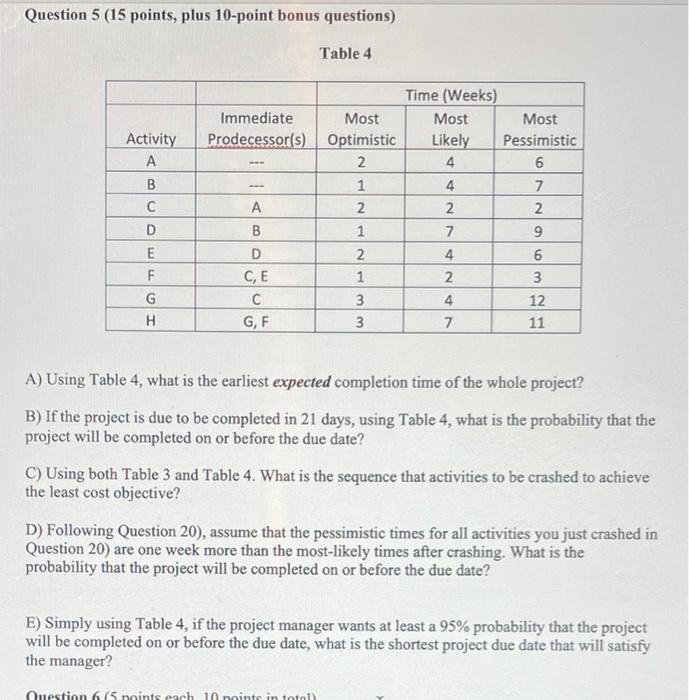 Question 5 (15 points, plus 10-point bonus