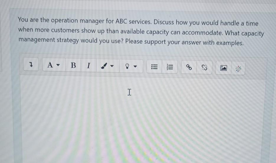 You are the operation manager for ABC services.