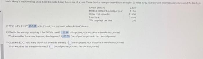 a) What is the EOO? units (round your response to