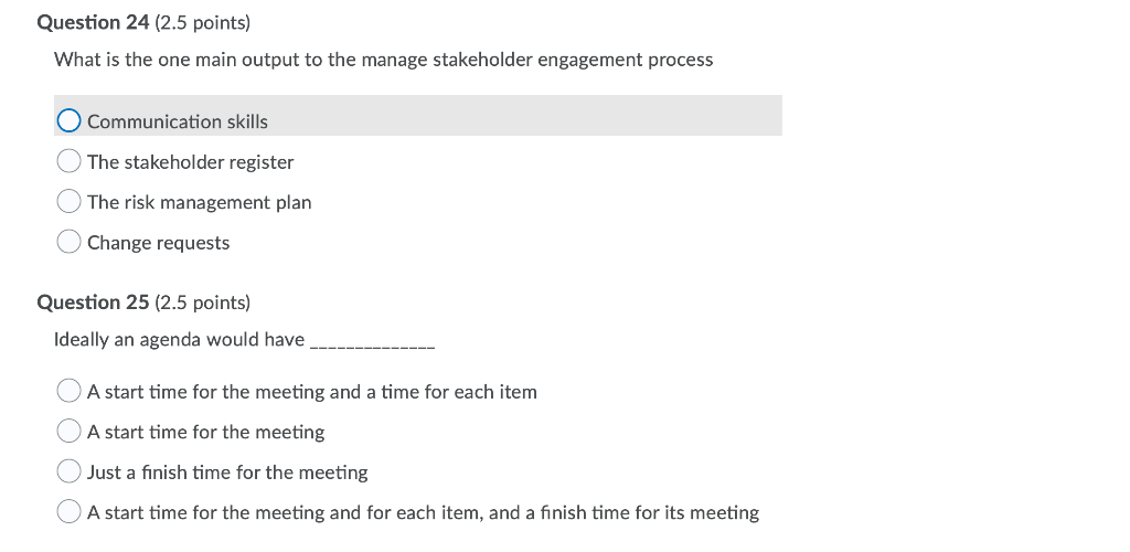 Question 24 (2.5 points) What is the one main