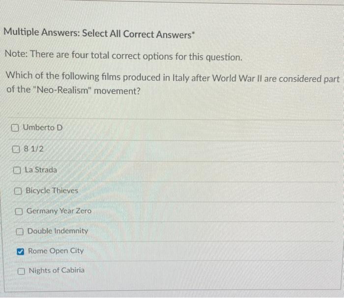 Multiple Answers: Select All Correct Answers*