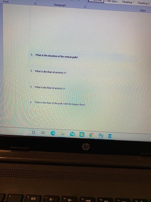 Exercise Test yourself. Draw a network diagram,
