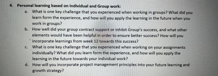 4. Personal learning based on Individual and